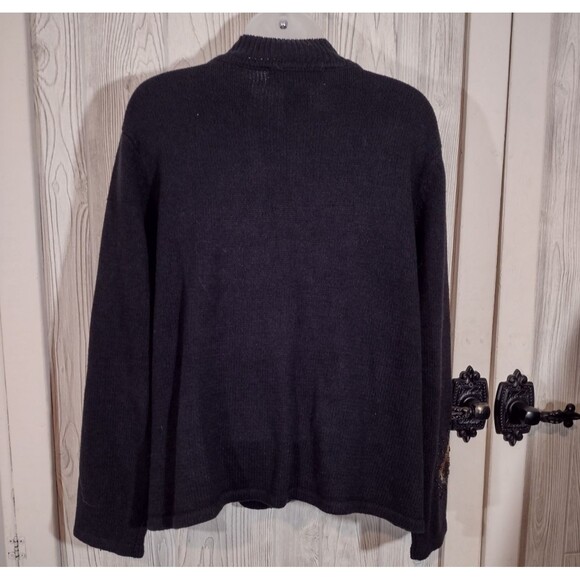 Tiara International Cardigan Size X-Large Black Sweater Cardinal Sequin Holiday - Picture 5 of 12